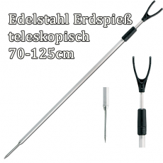 Edelstahl Bankstick (Erdspeer Erdspieß) teleskopisch 70-125cm, V-Form
