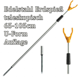 Bankstick mit Edelstahlspitze (Erdspeer Erdspieß) teleskopisch 65-105cm, U-Form